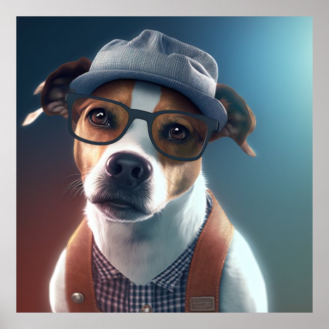 Jack Russell Terrier Hipster Dog Poster (Vorne)