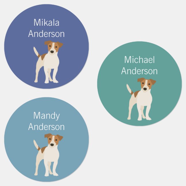 Jack Russell Terrier Hund farbenbeständiges Label Etiketten (Gruppe)