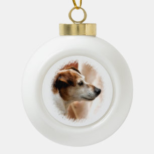JACK RUSSELL TERRIER HUND KERAMIK Kugel-Ornament