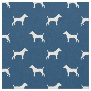 Jack Russell Terrier Hund Marine blaue Silhouette Stoff