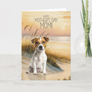 Jack Russell Terrier Hund Sonnenuntergang Strand M Feiertagskarte