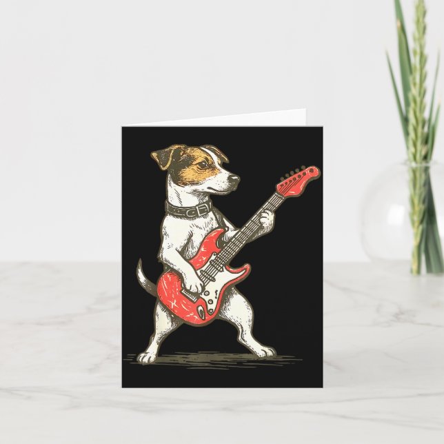 Jack Russell Terrier Hund spielt Gitarre Rocker Gu Karte (Vorderseite)