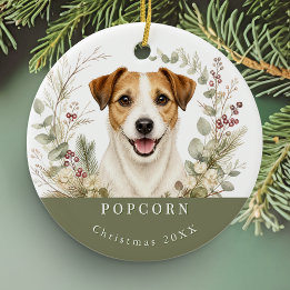 Jack Russell Terrier Hund Wasserfarbe Weihnachten Keramik Ornament