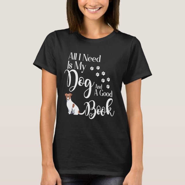 Jack Russell Terrier I Liebe Mein Hundebuch lesen T-Shirt (Vorderseite)