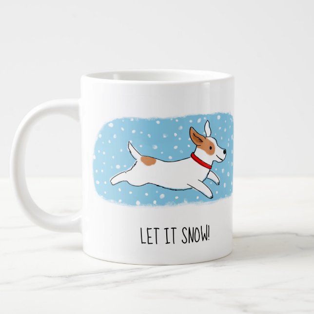 Jack Russell Terrier Lassen Sie es Schneehund Cust Jumbo-Tasse (Links)