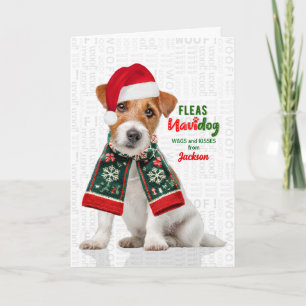Jack Russell Terrier Lustige Flöhe Navidog mit Nam Feiertagskarte