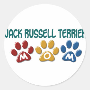 JACK-RUSSELL-TERRIER Mama-Tatzen-Druck 1 Runder Aufkleber