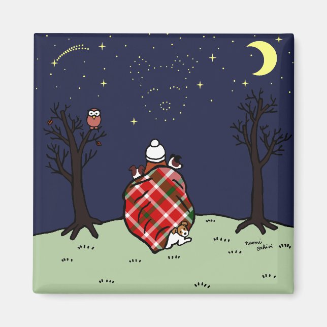 Jack Russell Terrier Mama und Starry Sky Magnet (Vorne)