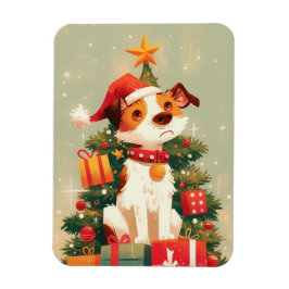 Jack Russell Terrier mit Weihnachtsbaum und Gesche Magnet