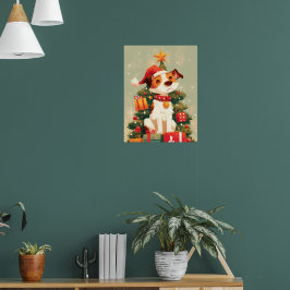 Jack Russell Terrier mit Weihnachtsbaum und Gesche Poster