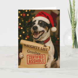 Jack Russell Terrier Naughty List Christmas card Feiertagskarte