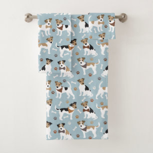 Jack Russell Terrier Paws and Bones Badhandtuch Set