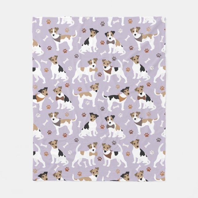 Jack Russell Terrier Paws and Bones Fleece Blanket (Vorderseite)