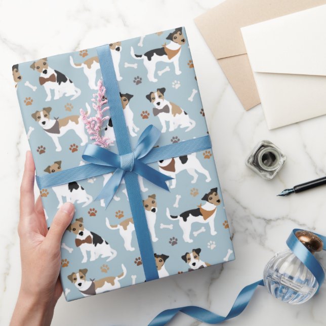 Jack Russell Terrier Paws and Bones Geschenkpapier (Schenken)