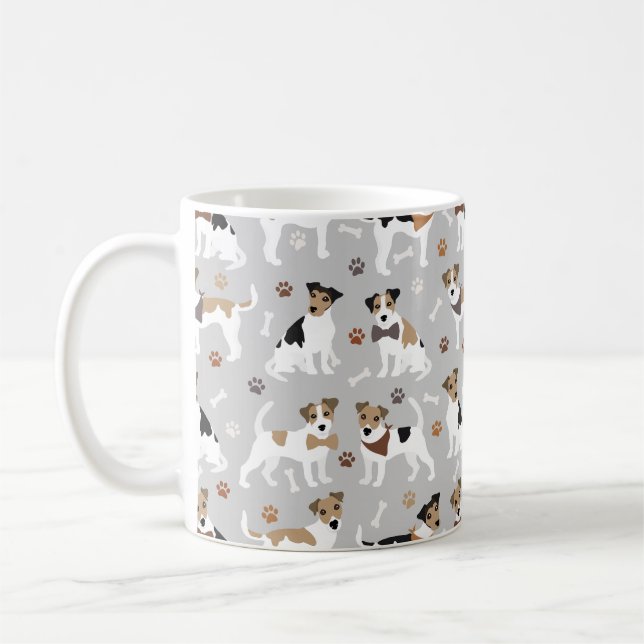 Jack Russell Terrier Paws and Bones Kaffeemaschine Kaffeetasse (Links)