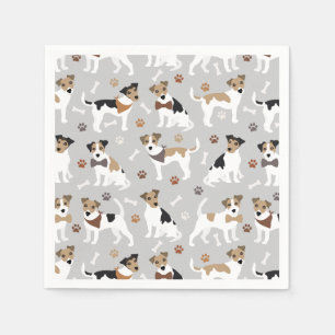 Jack Russell Terrier Paws and Bones Napkins Serviette