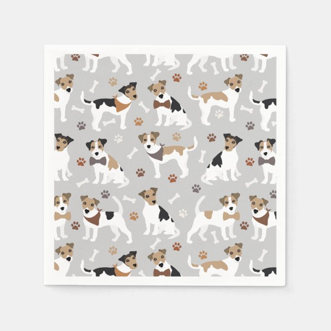Jack Russell Terrier Paws and Bones Napkins Serviette (Vorderseite)