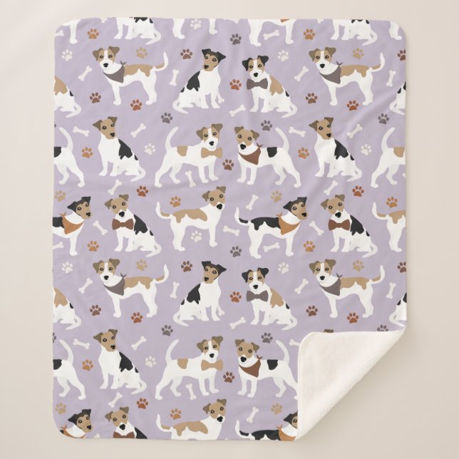 Jack Russell Terrier Paws and Bones Sherpa Blanket Sherpadecke (Vorderseite)