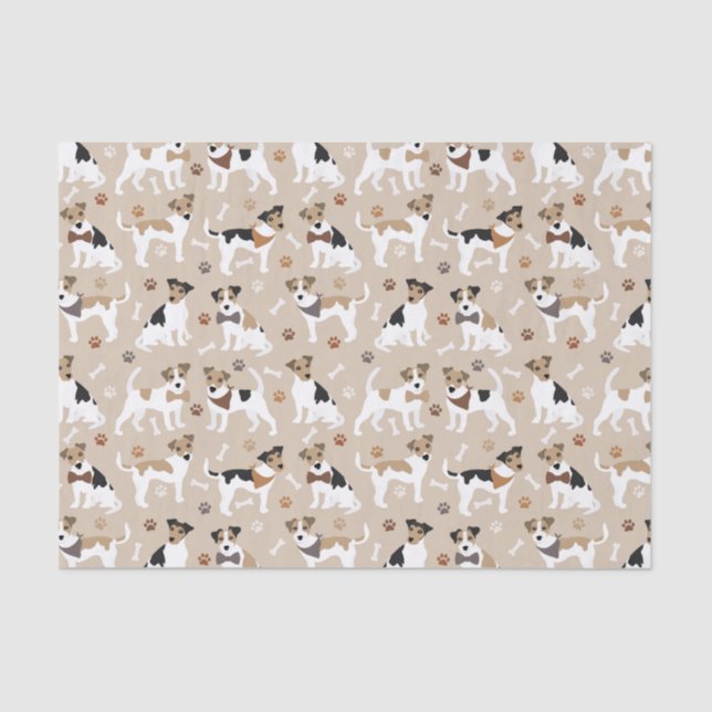 Jack Russell Terrier Paws and Bones Tissue Paper Seidenpapier (Vorderseite)