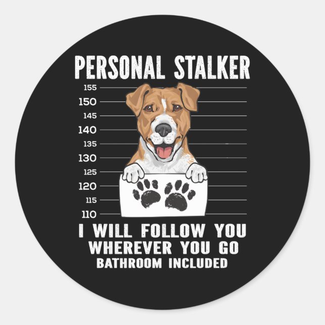 Jack Russell Terrier Personal Stalker Runder Aufkleber (Vorderseite)
