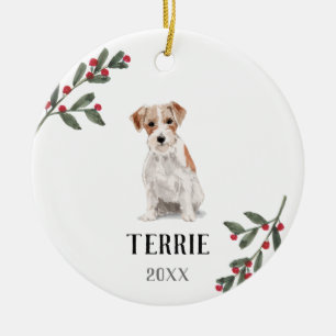 Jack Russell Terrier Personalisierter Weihnachtshu Keramik Ornament
