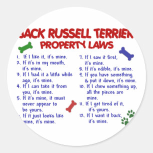 JACK RUSSELL TERRIER Property Laws 2 Runder Aufkleber
