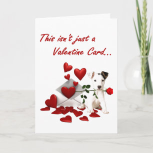 Jack Russell Terrier Rose and Hearts Valentine Feiertagskarte