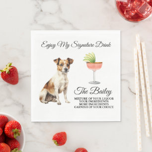Jack Russell Terrier Signature-Getränk Hochzeit Serviette