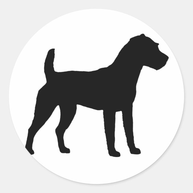 Jack Russell Terrier Silhouette Runder Aufkleber (Vorderseite)