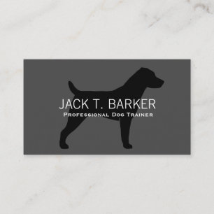 Jack Russell Terrier Silhouette Schwarz auf Grau Visitenkarte