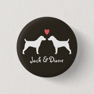Jack-Russell-Terrier-Silhouetten mit Herzen Button