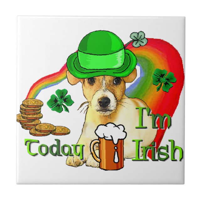 Jack Russell Terrier St Patricks Fliese (Vorderseite)
