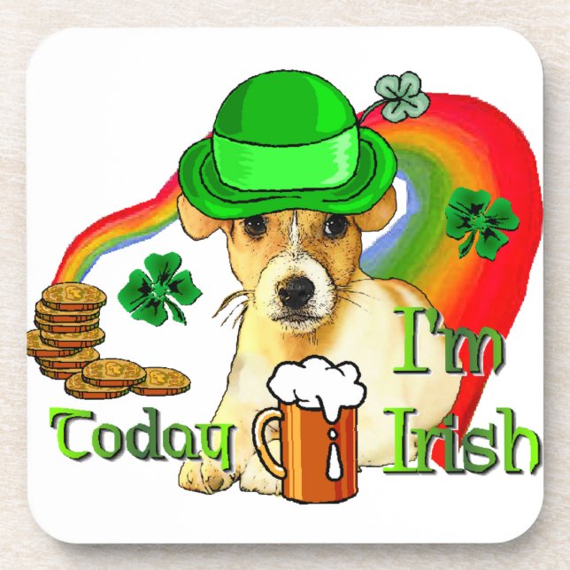 Jack Russell Terrier St Patricks Getränkeuntersetzer (Vorderseite)
