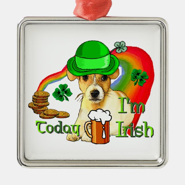 Jack Russell Terrier St Patricks Ornament Aus Metall (Vorne)