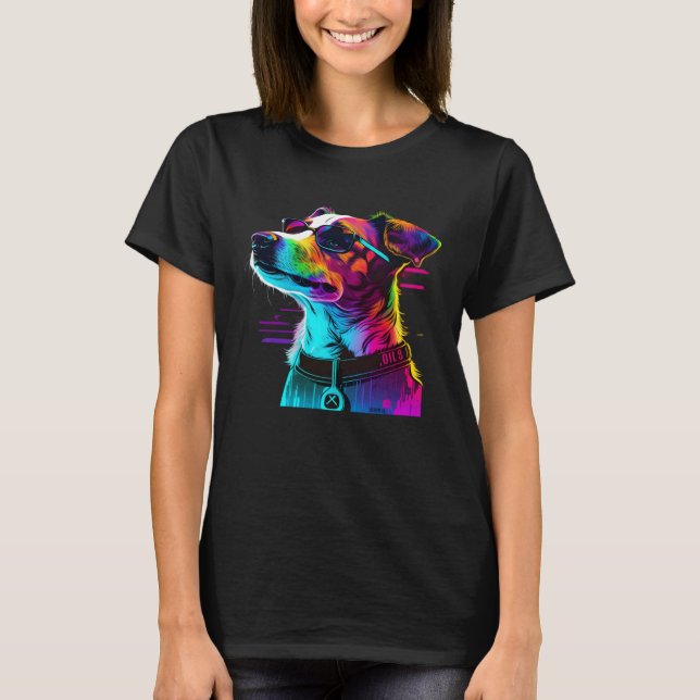 Jack Russell Terrier Synthwave  1 T-Shirt (Vorderseite)