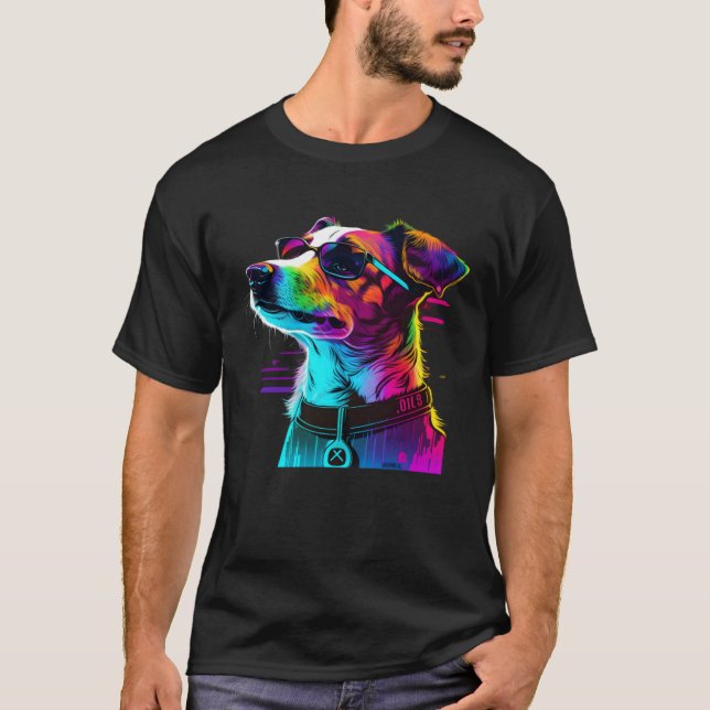 Jack Russell Terrier Synthwave  1 T-Shirt (Vorderseite)
