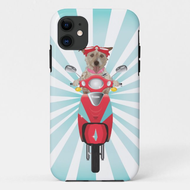 Jack Russell Terrier über Red Moped Case-Mate iPhone Hülle (Rückseite)