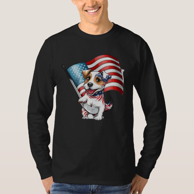 Jack Russell Terrier USA Flag T-Shirt (Vorderseite)