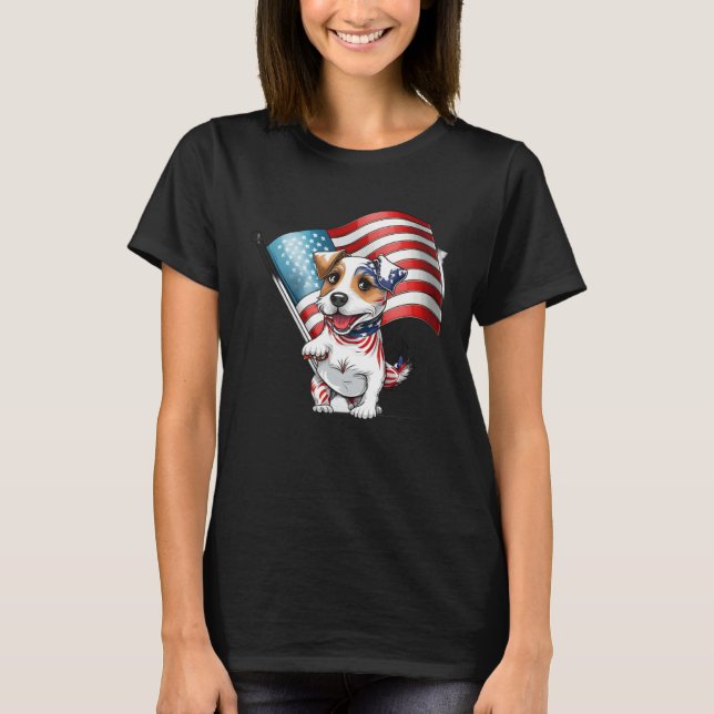 Jack Russell Terrier USA Flag T-Shirt (Vorderseite)