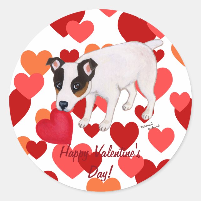 Jack Russell Terrier Valentine Stickers (Vorderseite)