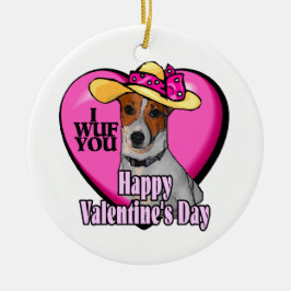 Jack Russell Terrier Valentine's Day Keramikornament