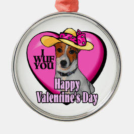 Jack Russell Terrier Valentine's Day Silbernes Ornament