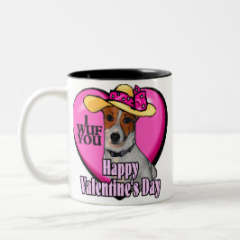 Jack Russell Terrier Valentine's Day Zweifarbige Tasse