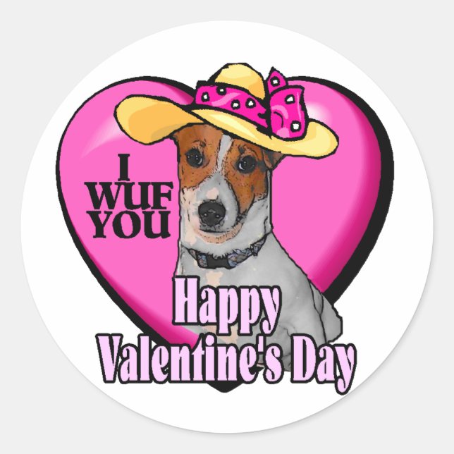 Jack Russell Terrier Valentines Runder Aufkleber (Vorderseite)