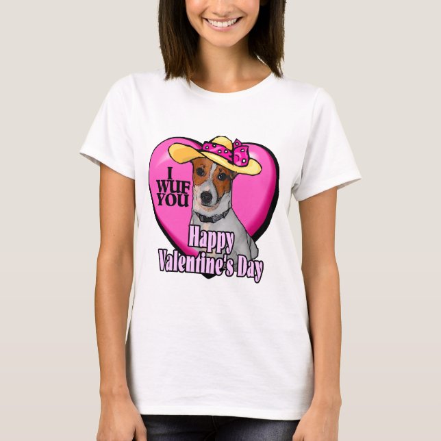 Jack Russell Terrier Valentines T-Shirt (Vorderseite)