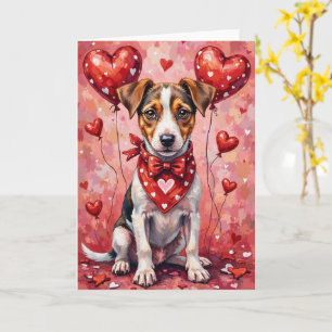 Jack Russell Terrier Valentinstag Hund sitzend Karte