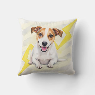 Jack Russell Terrier Wasserfarbe-Zickzack-Energie- Kissen