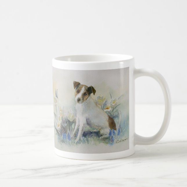 Jack Russell Terrier Watercolor Dog Painting Kaffeetasse (Rechts)