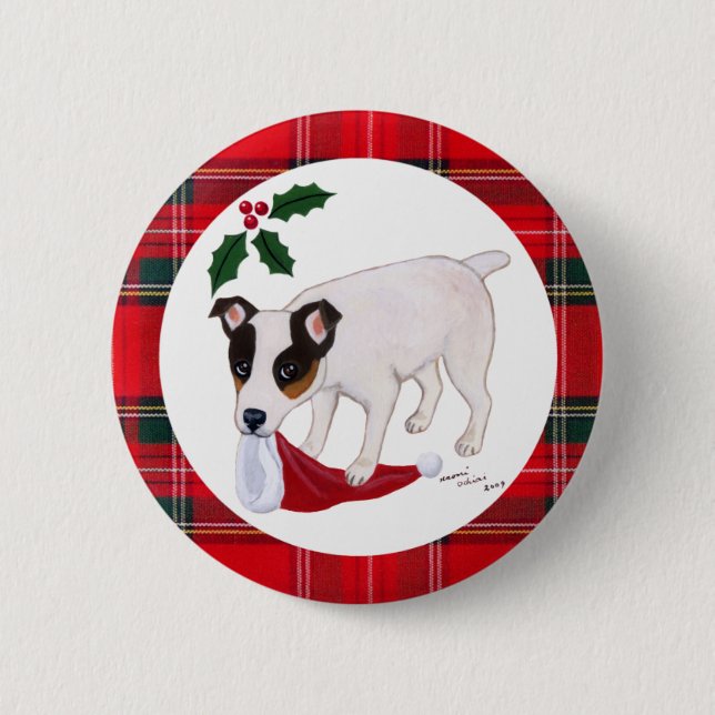Jack-Russell-Terrier-Weihnachten Button (Vorderseite)