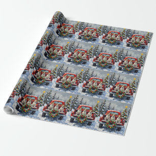 Jack Russell Terrier Weihnachten Rotes Lastwagen F Geschenkpapier